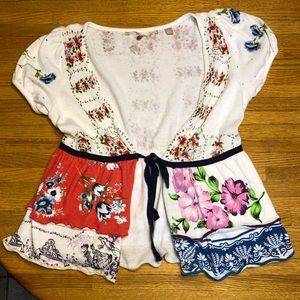 Anthropologie short sleeve top with ribbon